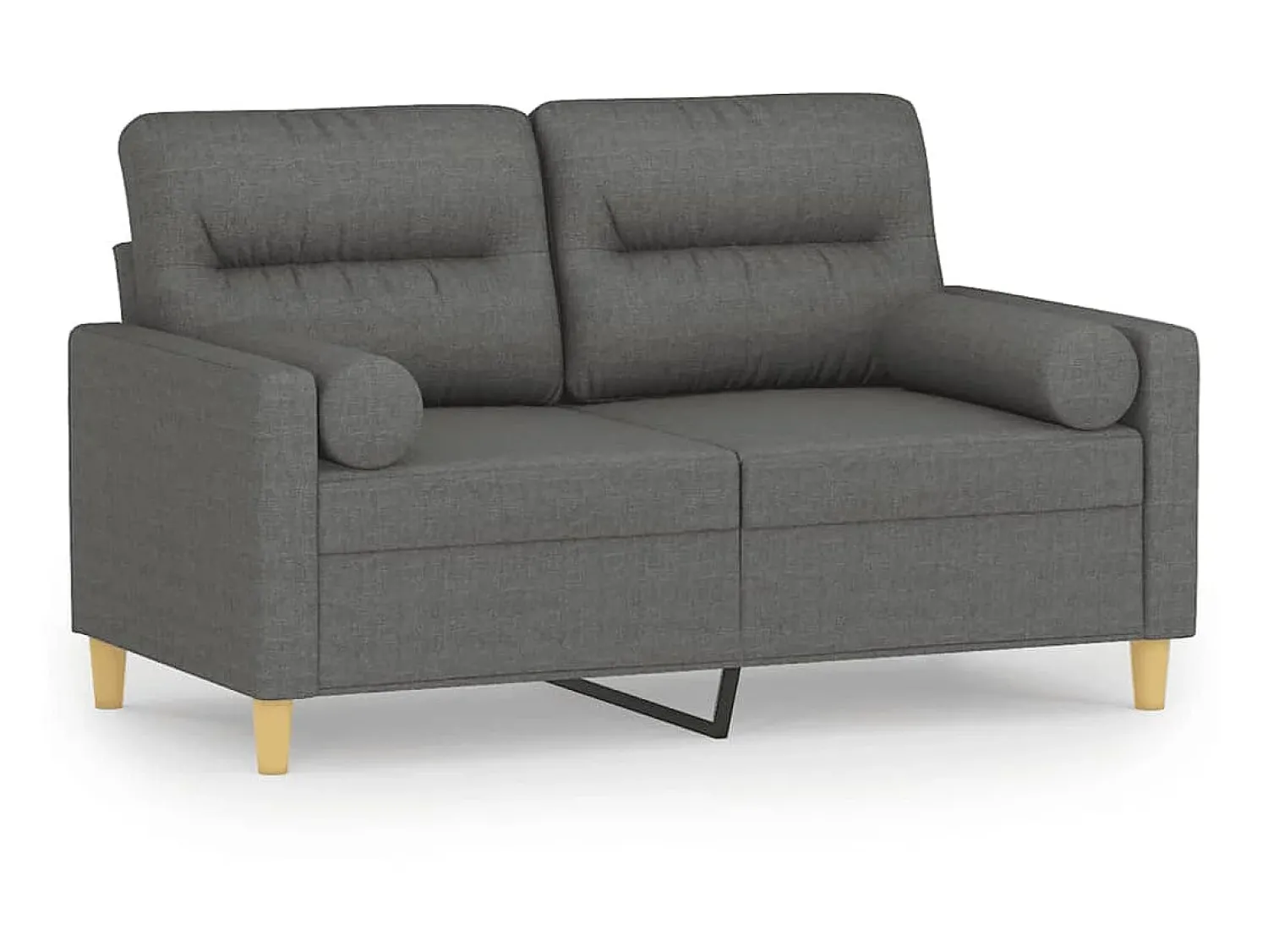 Sofá 2 lugares +almofadas decorativas 120cm tecido cinza-escuro PT590538^ Sofá