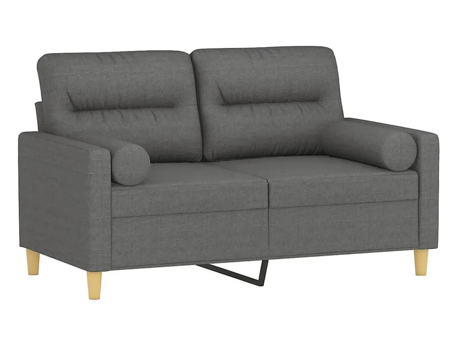 Sofá 2 lugares +almofadas decorativas 120cm tecido cinza-escuro PT590538^ Sofá
