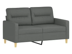 Sofá 2 lugares +almofadas decorativas 120cm tecido cinza-escuro PT590538^ Sofá