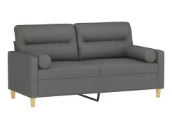 Sofá| Sofá 2 lugares +almofadas decorativas 140cm tecido cinza-escuro PT691177 Cinzento