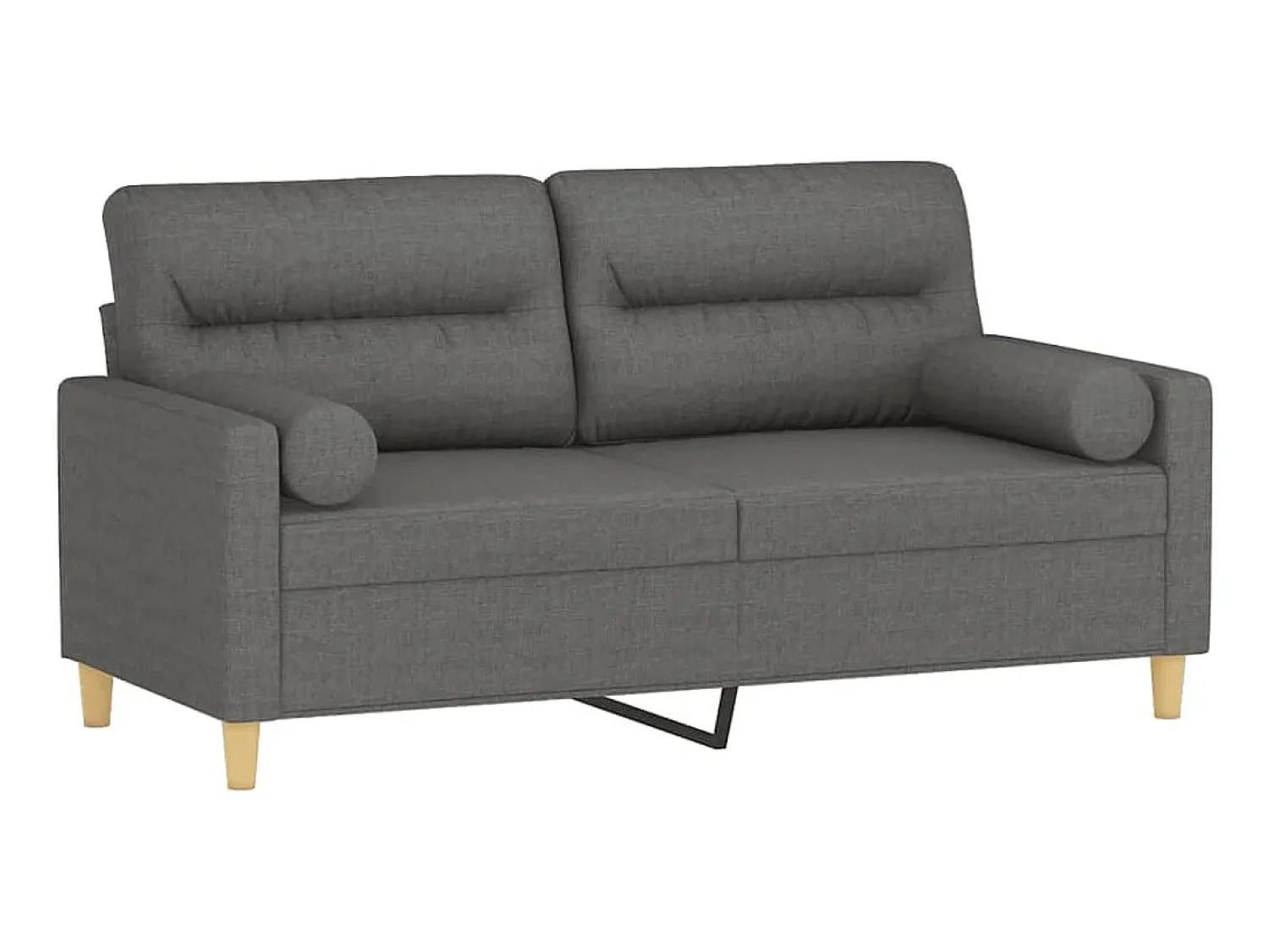 Sofá| Sofá 2 lugares +almofadas decorativas 140cm tecido cinza-escuro PT691177 Cinzento