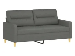 Sofá| Sofá 2 lugares +almofadas decorativas 140cm tecido cinza-escuro PT691177 Cinzento