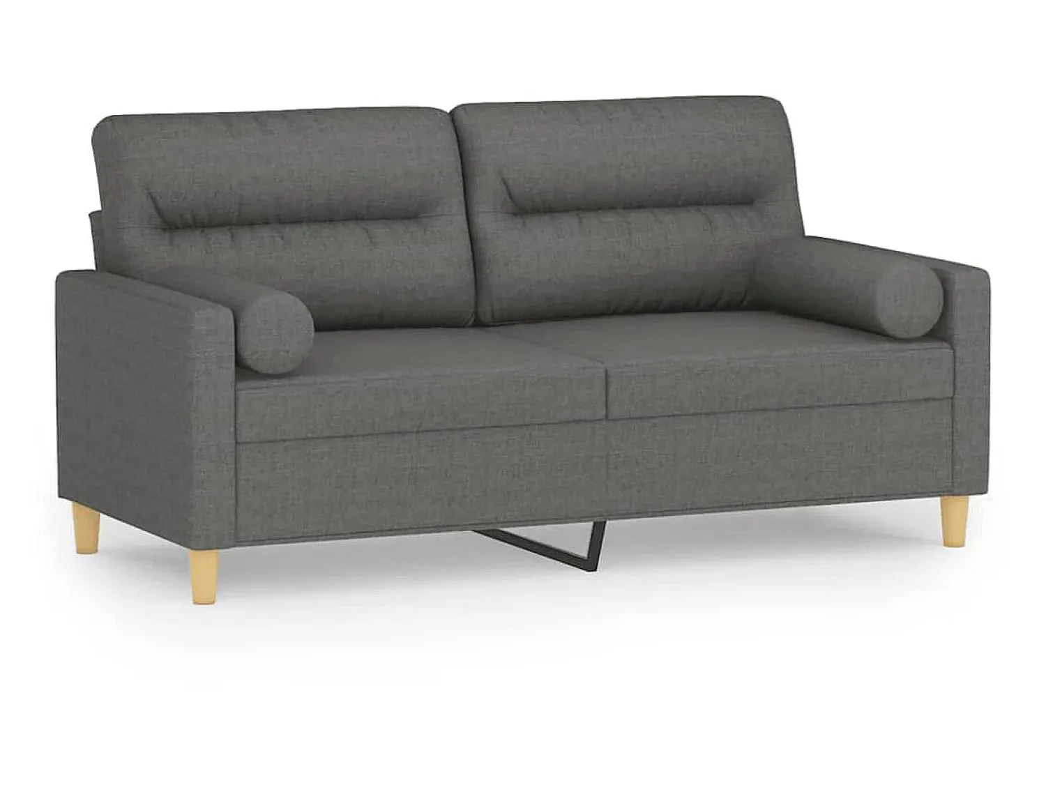 Sofá| Sofá 2 lugares +almofadas decorativas 140cm tecido cinza-escuro PT691177 Cinzento