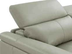 Vente-unique Sofá 3 lugares articulado elétrico pele de vaca cinzenta-clara apoios de cabeça AZIDEE II^ Sofá