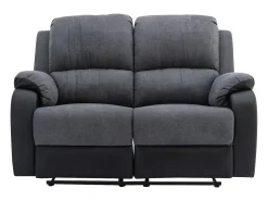 Sofá*Vente-unique Sofá 2 lugares articulado em microfibra e pele sintética cinzento e preto BRODY Preto / Cinzento