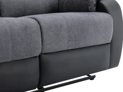 Sofá*Vente-unique Sofá 3 lugares articulado em microfibra e pele sintética cinzento e preto BRODY Preto / Cinzento