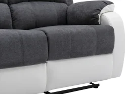 Sofá|Vente-unique Sofá 3 lugares articulado microfibra e pele sintética cinzento e branco BRODY Cinzento / Branco