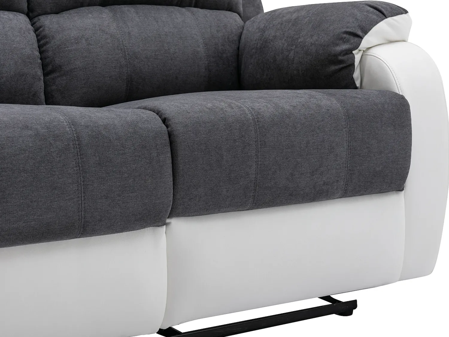 Sofá|Vente-unique Sofá 3 lugares articulado microfibra e pele sintética cinzento e branco BRODY Cinzento / Branco