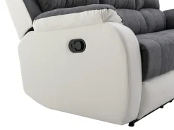 Sofá|Vente-unique Sofá 3 lugares articulado microfibra e pele sintética cinzento e branco BRODY Cinzento / Branco
