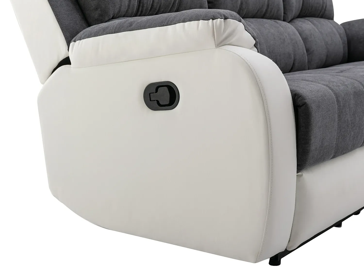 Sofá|Vente-unique Sofá 3 lugares articulado microfibra e pele sintética cinzento e branco BRODY Cinzento / Branco