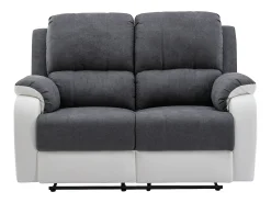 Sofá*Vente-unique Sofá 2 lugares articulado microfibra e pele sintética cinzento e branco BRODY Cinzento / Branco