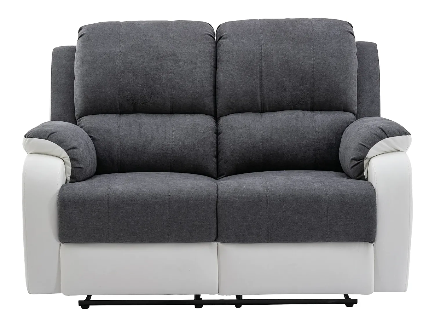 Sofá*Vente-unique Sofá 2 lugares articulado microfibra e pele sintética cinzento e branco BRODY Cinzento / Branco