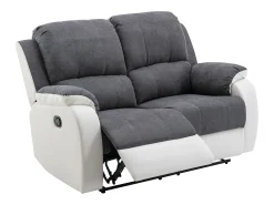 Sofá*Vente-unique Sofá 2 lugares articulado microfibra e pele sintética cinzento e branco BRODY Cinzento / Branco