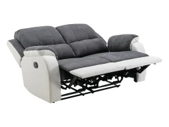 Sofá*Vente-unique Sofá 2 lugares articulado microfibra e pele sintética cinzento e branco BRODY Cinzento / Branco