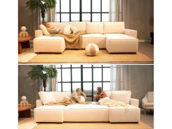 Sofá* Sofá 5 lugares - chaise avec cama panorâmica (317 x 157 x 91 cm) - JORDAN Bege