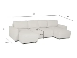 Sofá* Sofá 5 lugares - chaise avec cama panorâmica (317 x 157 x 91 cm) - JORDAN Bege