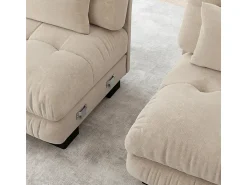 Sofá|DripeX Sofá 2 lugares - com 4 almofadas - estrutura madeira maciça + tecido pelúcia - 220x77x81cm Bege