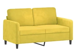 Sofá| Sofá 2 lugares c/ almofadas decorativas 120 cm veludo PT849242 Amarelo