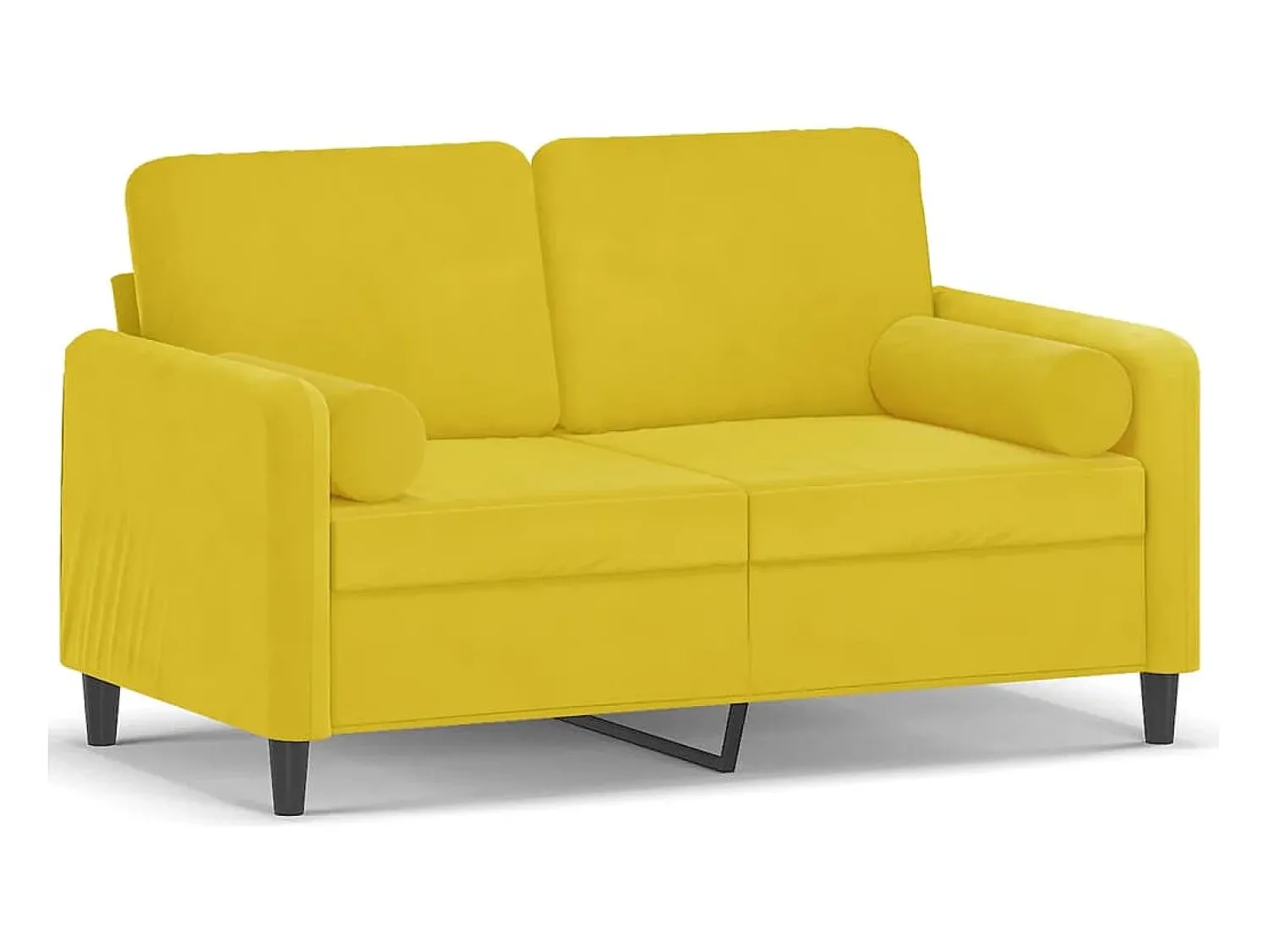 Sofá| Sofá 2 lugares c/ almofadas decorativas 120 cm veludo PT849242 Amarelo