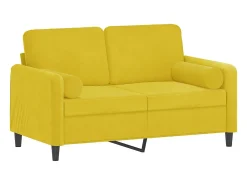 Sofá| Sofá 2 lugares c/ almofadas decorativas 120 cm veludo PT849242 Amarelo