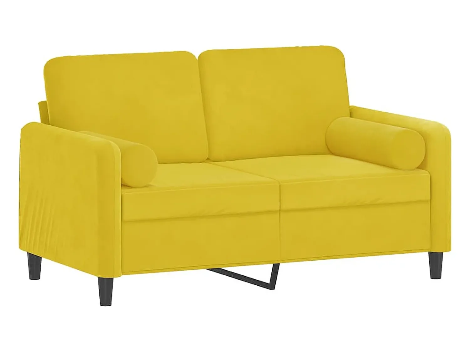 Sofá| Sofá 2 lugares c/ almofadas decorativas 120 cm veludo PT849242 Amarelo