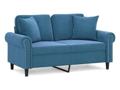 Sofá* Sofá 2 lugares c/ almofadas decorativas 120 cm veludo PT144535 Azul