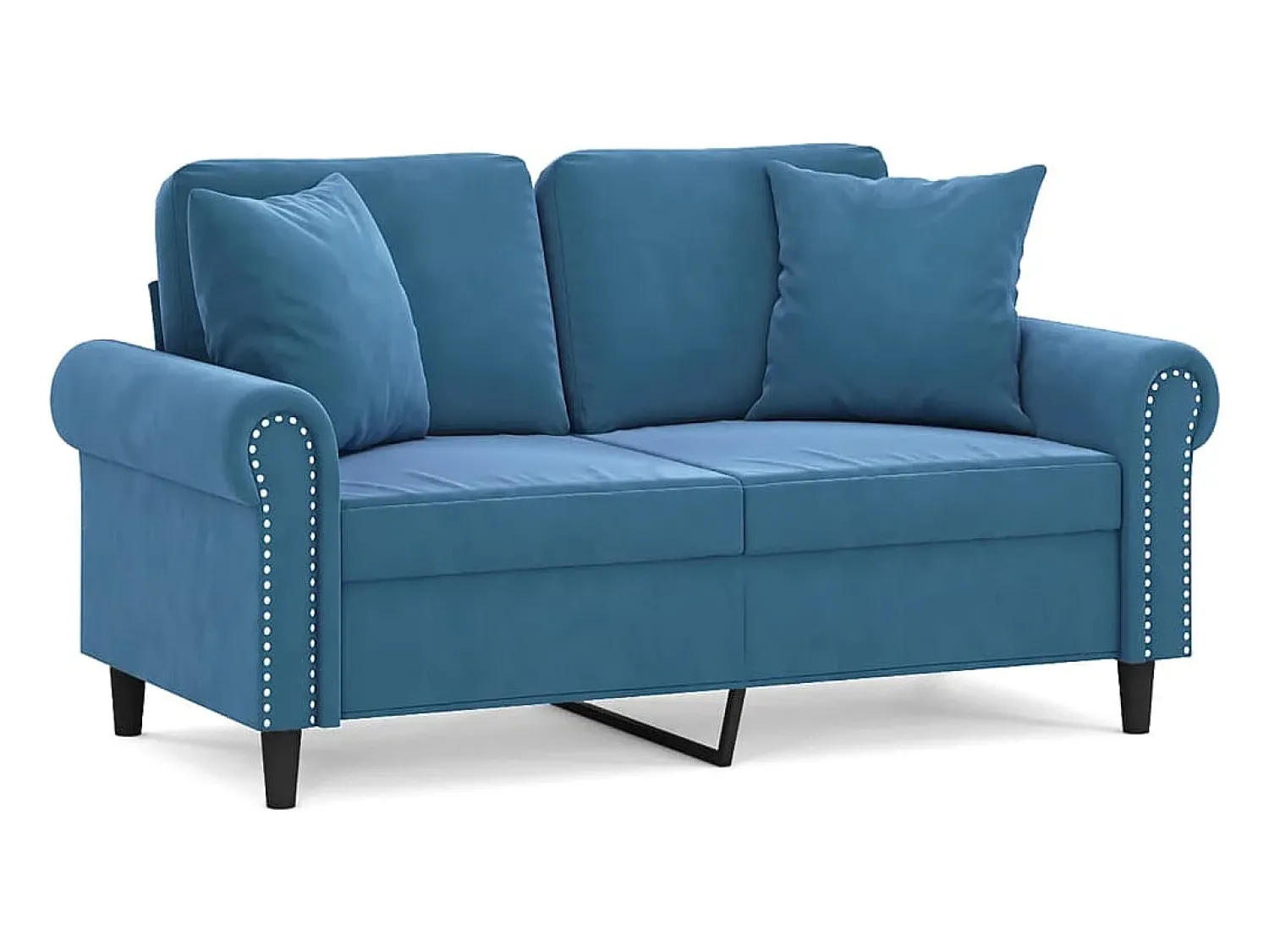 Sofá* Sofá 2 lugares c/ almofadas decorativas 120 cm veludo PT144535 Azul