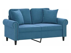 Sofá* Sofá 2 lugares c/ almofadas decorativas 120 cm veludo PT144535 Azul