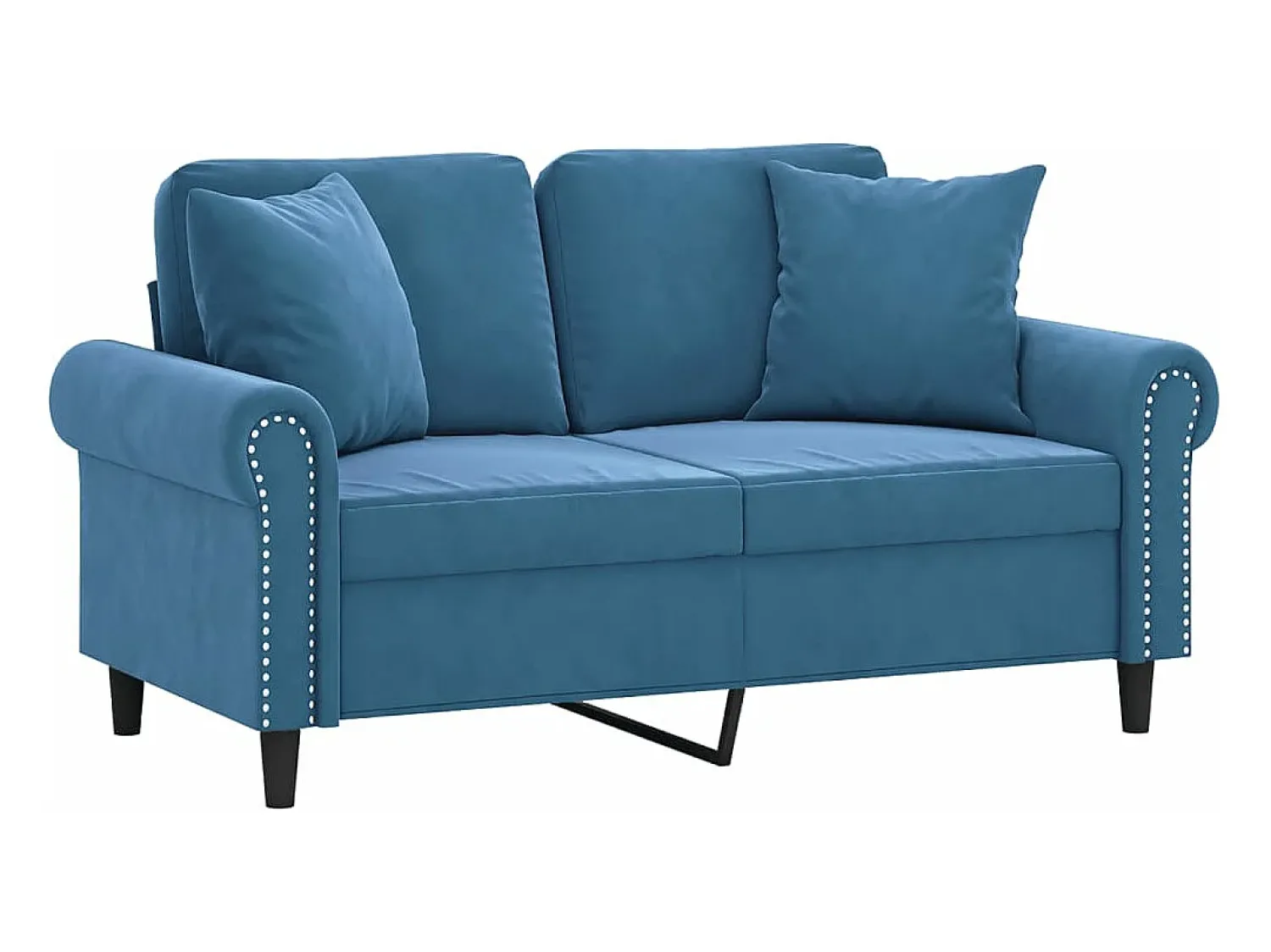 Sofá* Sofá 2 lugares c/ almofadas decorativas 120 cm veludo PT144535 Azul