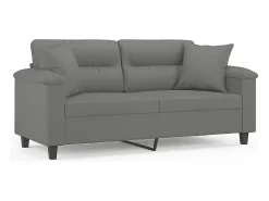 Sofá 2 lugares c/ almofadas 140 cm microfibra -escuro PT124260 Cinzento