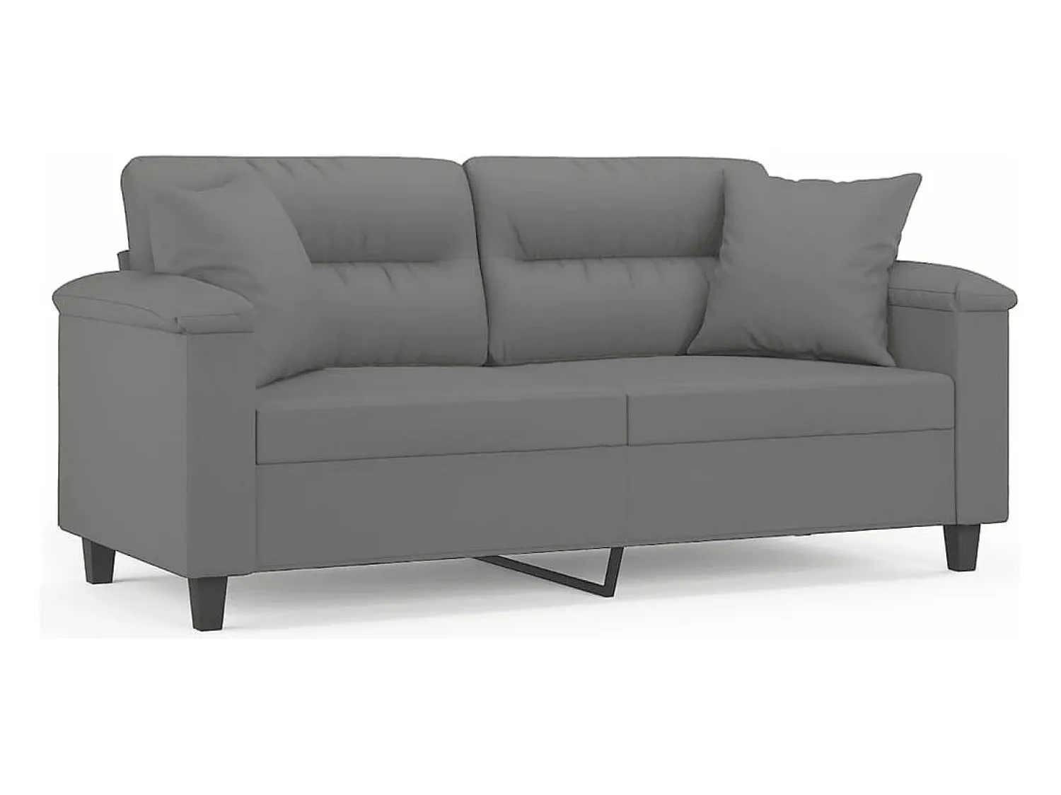 Sofá 2 lugares c/ almofadas 140 cm microfibra -escuro PT124260 Cinzento