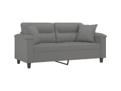 Sofá 2 lugares c/ almofadas 140 cm microfibra -escuro PT124260 Cinzento