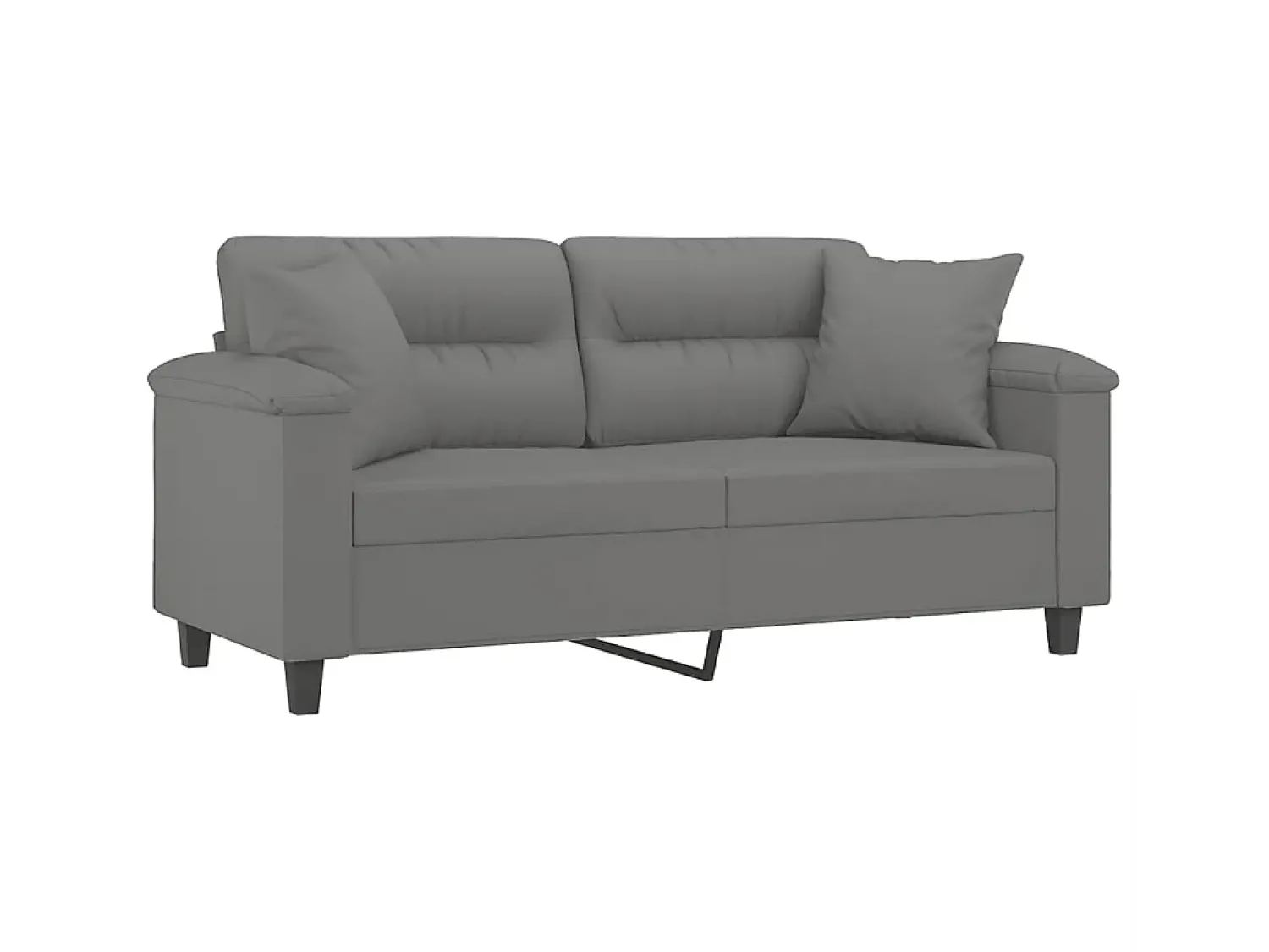 Sofá 2 lugares c/ almofadas 140 cm microfibra -escuro PT124260 Cinzento
