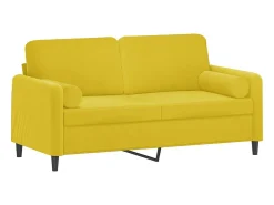 Sofá| Sofá 2 lugares c/ almofadas decorativas 140 cm veludo PT904906 Amarelo