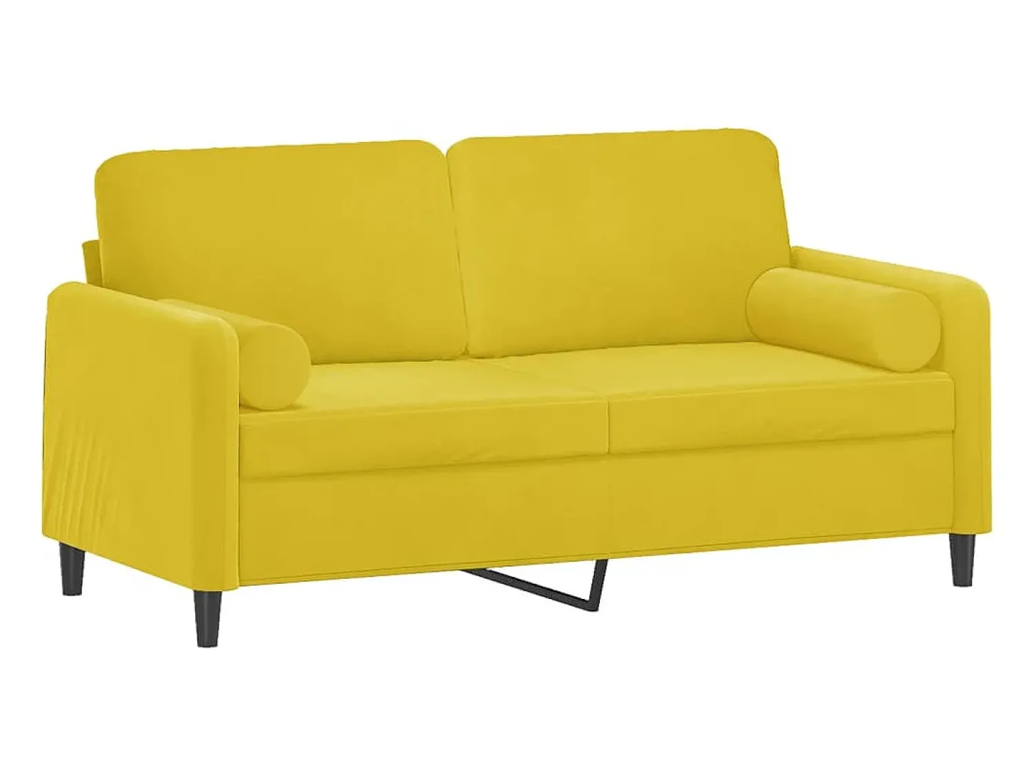 Sofá| Sofá 2 lugares c/ almofadas decorativas 140 cm veludo PT904906 Amarelo