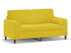 Sofá| Sofá 2 lugares c/ almofadas decorativas 140 cm veludo PT904906 Amarelo