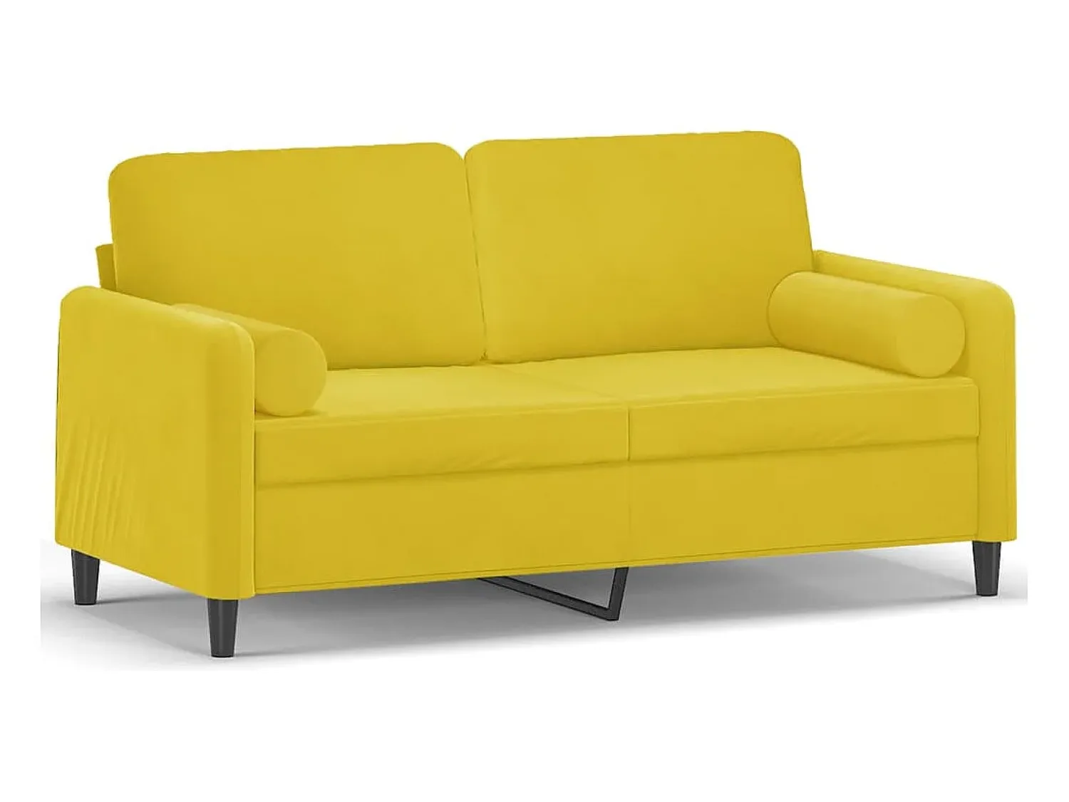 Sofá| Sofá 2 lugares c/ almofadas decorativas 140 cm veludo PT904906 Amarelo