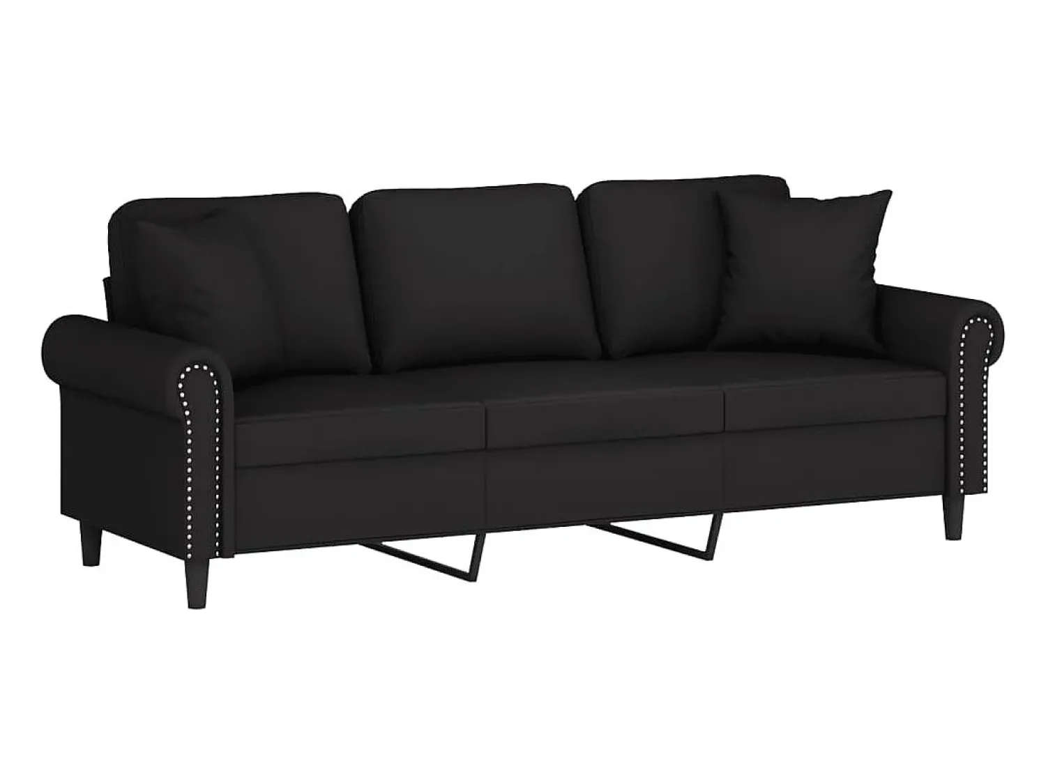 Sofá* Sofá 3 lugares c/ almofadas decorativas 180 cm veludo PT475184 Preto