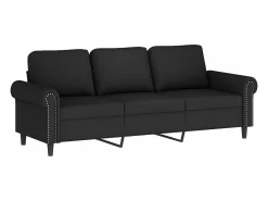 Sofá* Sofá 3 lugares c/ almofadas decorativas 180 cm veludo PT475184 Preto