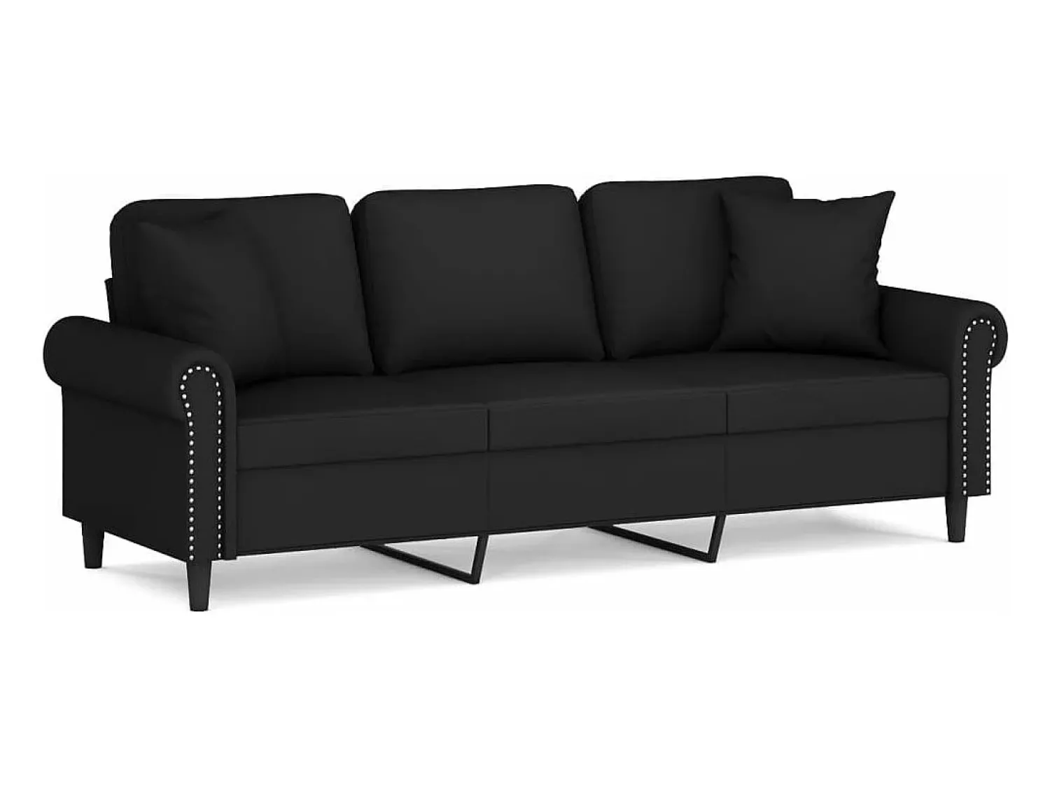 Sofá* Sofá 3 lugares c/ almofadas decorativas 180 cm veludo PT475184 Preto