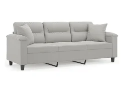 Sofá| Sofá 3 lugares c/ almofadas 180 cm microfibra cinzento-claro PT758781 Cinzento claro