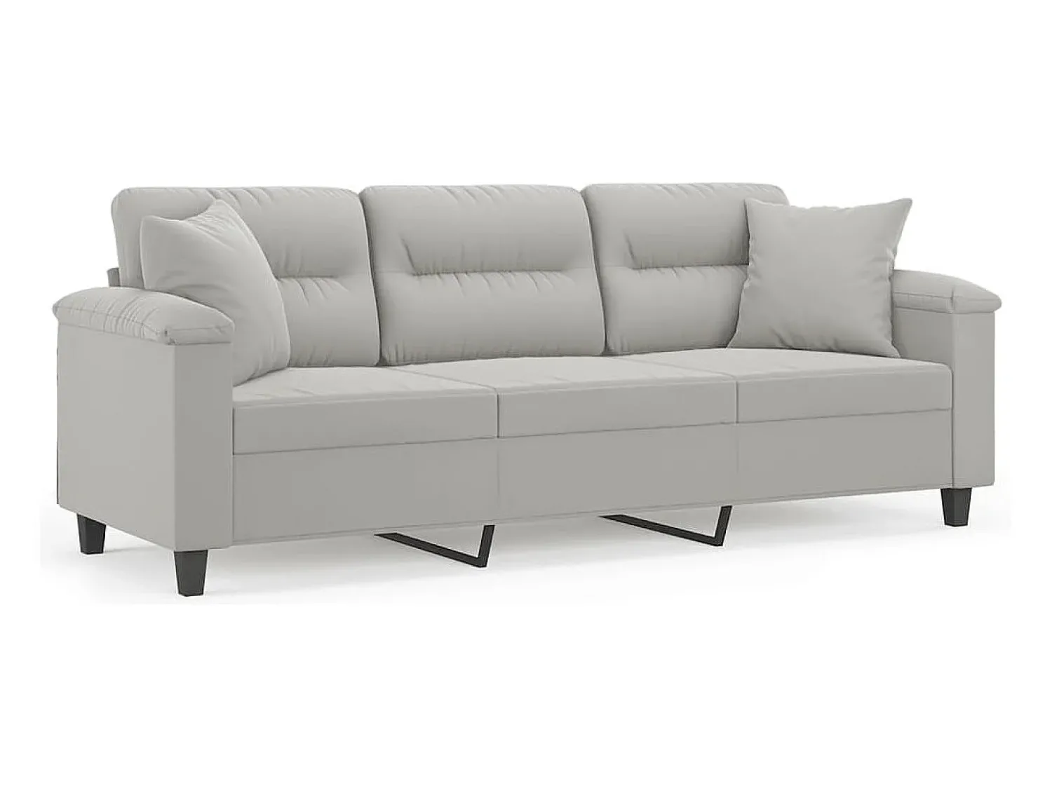 Sofá| Sofá 3 lugares c/ almofadas 180 cm microfibra cinzento-claro PT758781 Cinzento claro
