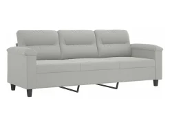 Sofá| Sofá 3 lugares c/ almofadas 180 cm microfibra cinzento-claro PT758781 Cinzento claro