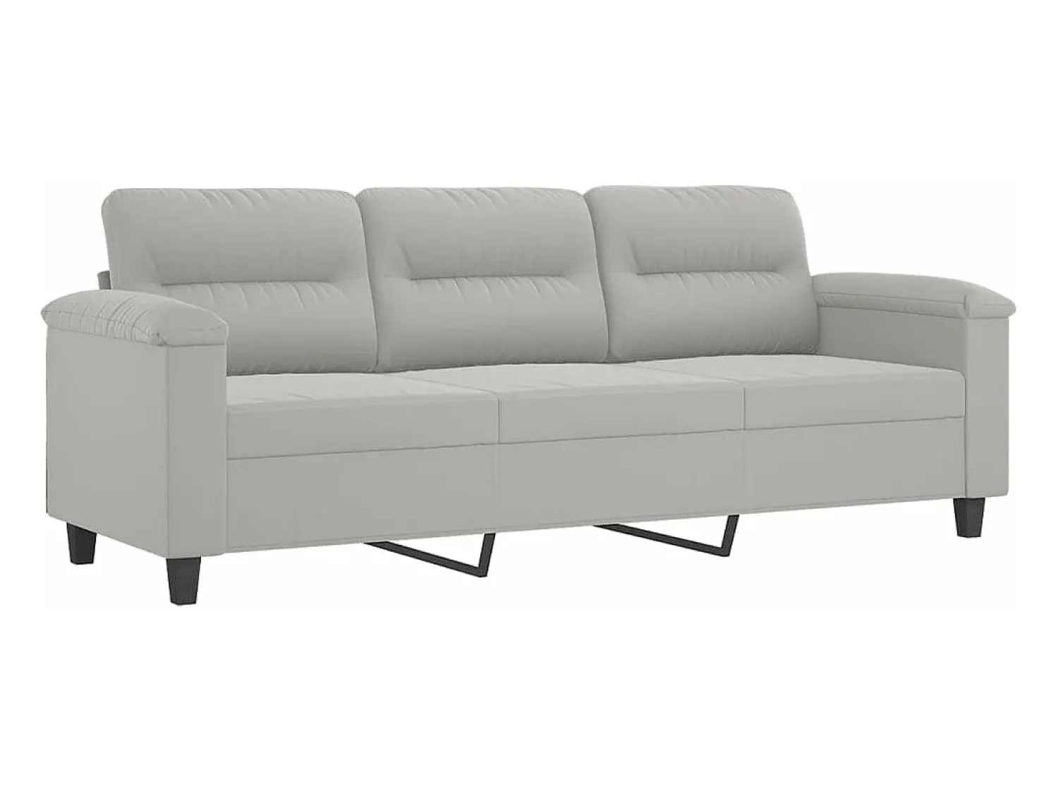 Sofá| Sofá 3 lugares c/ almofadas 180 cm microfibra cinzento-claro PT758781 Cinzento claro