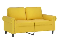 Sofá| Sofá 2 lugares c/ almofadas decorativas 120 cm veludo PT359188 Amarelo