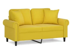 Sofá| Sofá 2 lugares c/ almofadas decorativas 120 cm veludo PT359188 Amarelo