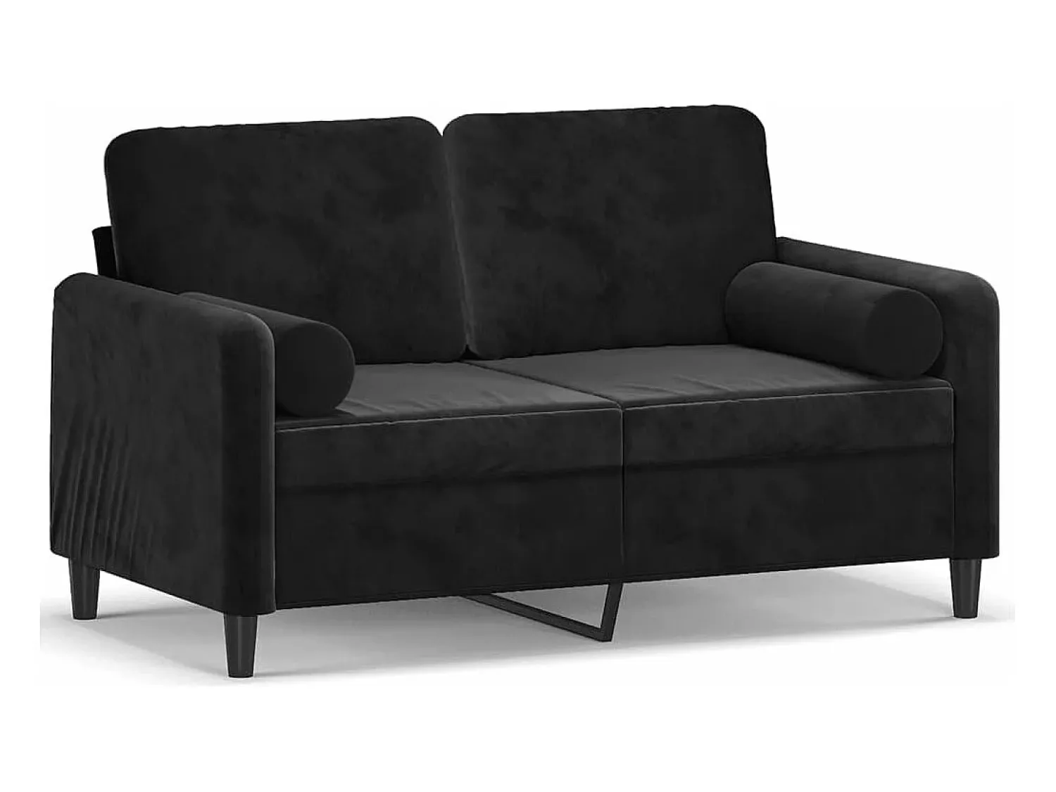 Sofá* Sofá 2 lugares c/ almofadas decorativas 120 cm veludo PT826000 Preto