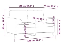 vidaxl Sofá 2 lugares c/ almofadas decorativas 120 cm veludo^ Sofá
