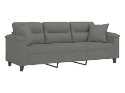 Sofá 3 lugares c/ almofadas 180 cm microfibra -escuro PT375919^ Sofá