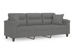 Sofá 3 lugares c/ almofadas 180 cm microfibra -escuro PT375919^ Sofá